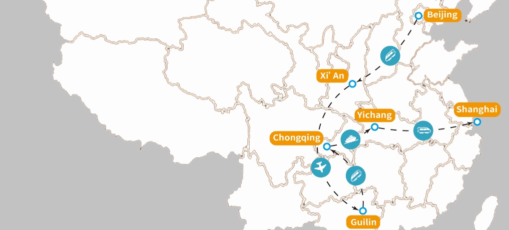 중국 하이라이트 여행 정보 Map