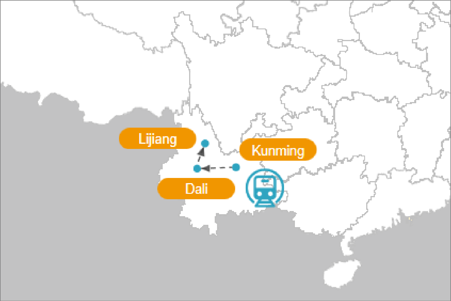 6 giorni Southwest di China Group Tour Map